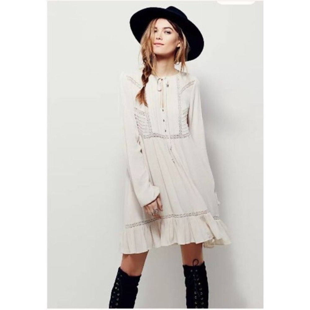 Free People‎ Sweet Treat Mini Dress XS Boho Cottagecore Prairie Coquette NWT